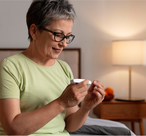 Smiling woman with phone